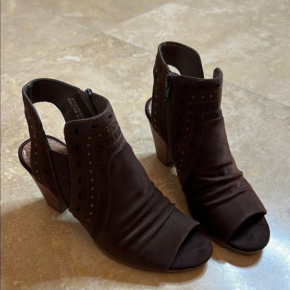 💕Women's Brown Peep-Toe Ankle Boots💕